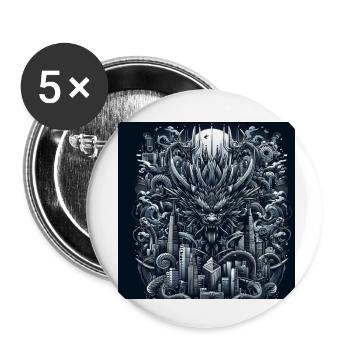 Dragon de la ville - Lot de 5 petits badges (25 mm) - blanc - Devant