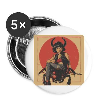 80s anime teen calming high quality fashion print - Buttons small 1''/25 mm (5-pack) - white - Front