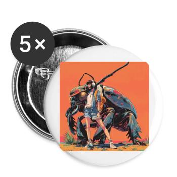 80s anime teen calming high quality fashion print - Buttons small 1''/25 mm (5-pack) - white - Front