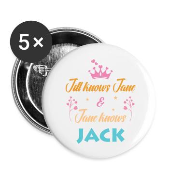 Funny Saying - Jane knows Jack - Buttons small 1''/25 mm (5-pack) - white - Front
