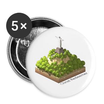 Geometric low poly Christ the Redeemer - Buttons small 1''/25 mm (5-pack) - white - Front