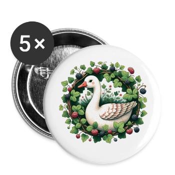 Gans - Buttons klein 25 mm (5er Pack) - Weiß - Vorne