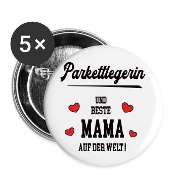 Beste Mama Parkettlegerin Muttertag Geburtstag Geb - Buttons klein 25 mm (5er Pack) - Weiß - Vorne