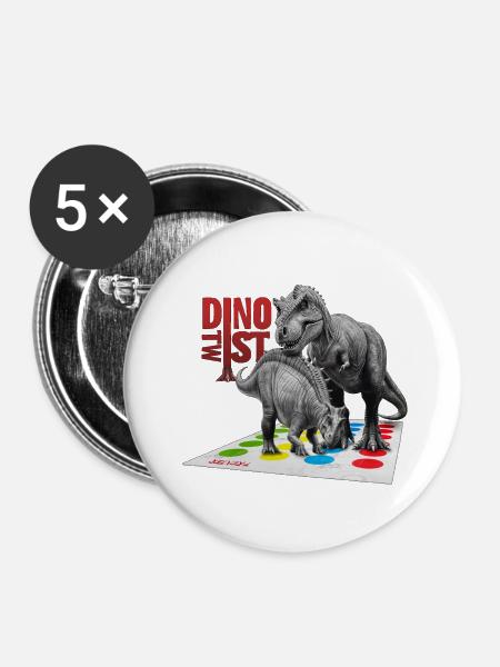 Dino Twist - Buttons klein 25 mm (5er Pack) - Weiß