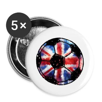 Soccer England - Red White Blue - Union Jack - Buttons small 1''/25 mm (5-pack) - white - Front
