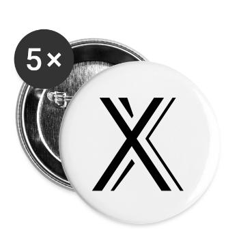 Lettre X - Lot de 5 petits badges (25 mm) - blanc - Devant