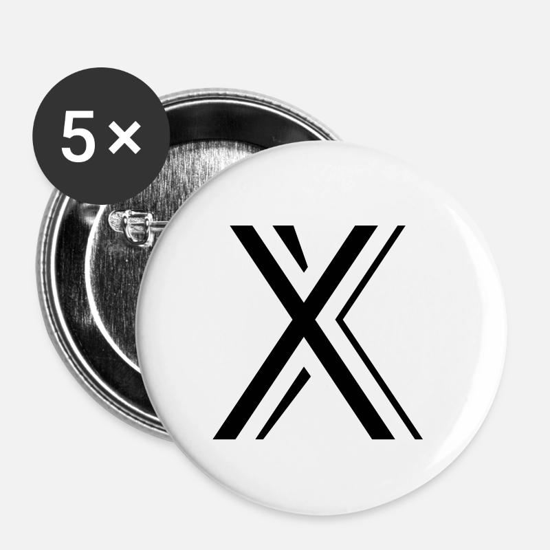 Letter X - Buttons small 1''/25 mm (5-pack) - white