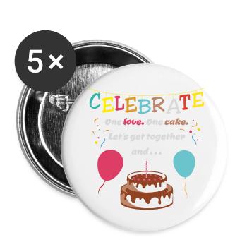 Geburtstagsjingle - Birthday - One love one cake - Buttons small 1''/25 mm (5-pack) - white - Front