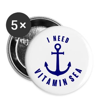 I need Vitamin Sea Anchor Blue - Buttons small 1''/25 mm (5-pack) - white - Front