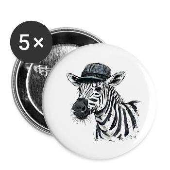 Süßes Zebra mit Mütze - Buttons klein 25 mm (5er Pack) - Weiß - Vorne
