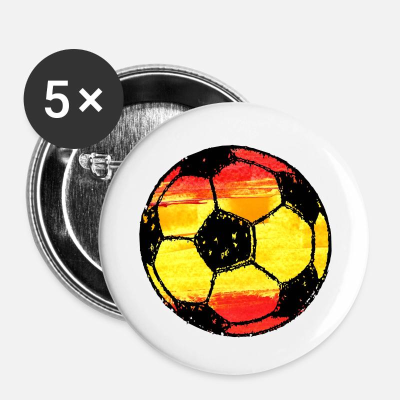 Fußball Spanien - rot gelb rot - Buttons klein 25 mm (5er Pack) - Weiß