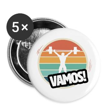 Vamos haltérophilie rétro - Lot de 5 petits badges (25 mm) - blanc - Devant