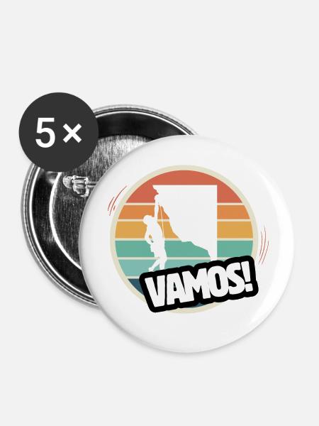 Vamos Retro Klettern - Buttons klein 25 mm (5er Pack) - Weiß