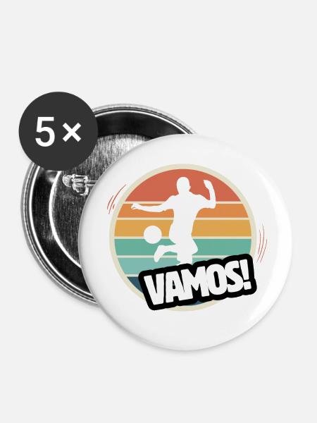 Vamos Retro Fußball - Buttons klein 25 mm (5er Pack) - Weiß