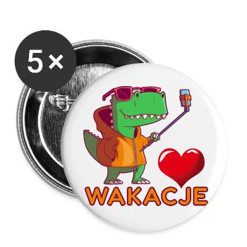 Dinosaure en vacances - Lot de 5 petits badges (25 mm) - blanc - Devant