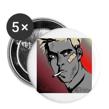 Mann mit Zigarette - Buttons klein 25 mm (5er Pack) - Weiß - Vorne