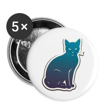 Katze Silhouette - Buttons klein 25 mm (5er Pack) - Weiß - Vorne