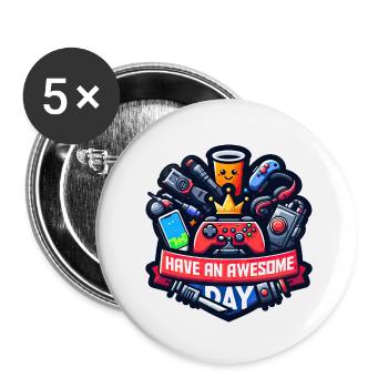 Have an awesome day! - Buttons small 1''/25 mm (5-pack) - white - Front