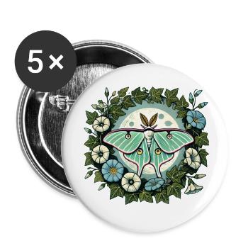 Papillon de nuit - Lot de 5 petits badges (25 mm) - blanc - Devant