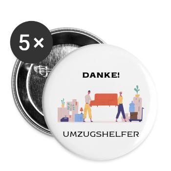 Merci aux déménageurs bénévoles - Lot de 5 petits badges (25 mm) - blanc - Devant