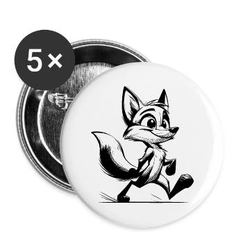 Kleiner Frechdachs Fuchs Zeichnung - Buttons klein 25 mm (5er Pack) - Weiß - Vorne
