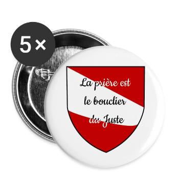 La prière est le bouclier du juste. - Lot de 5 petits badges (25 mm) - blanc - Devant