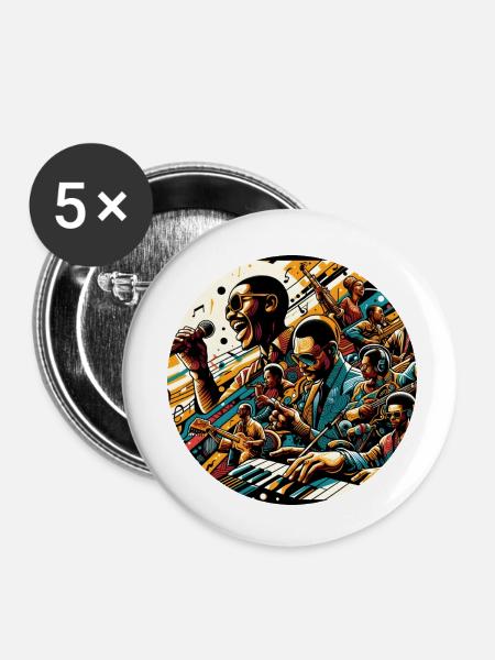 Afro Style Seele - Buttons klein 25 mm (5er Pack) - Weiß