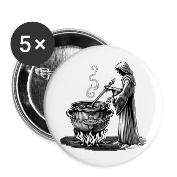 Druide - Kocht Hexensuppe - Medival - Monk - Wicca - Buttons klein 25 mm (5er Pack) - Weiß - Vorne