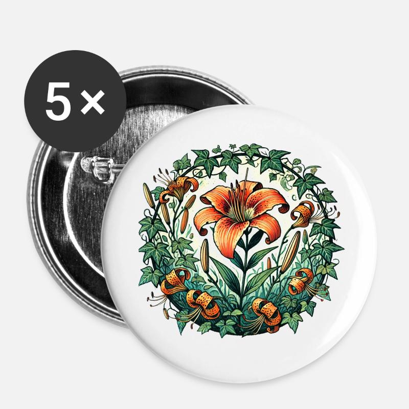 Tigerlilie - Buttons klein 25 mm (5er Pack) - Weiß