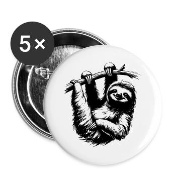 Traîner avec le dessin au crayon de la paresse de yoga - Lot de 5 petits badges (25 mm) - blanc - Devant