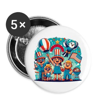Conception personnalisée de la célébration du 4 juillet - Lot de 5 petits badges (25 mm) - blanc - Devant