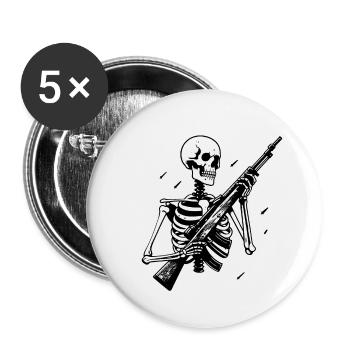 Squelette & Armes à Feu - Lot de 5 petits badges (25 mm) - blanc - Devant