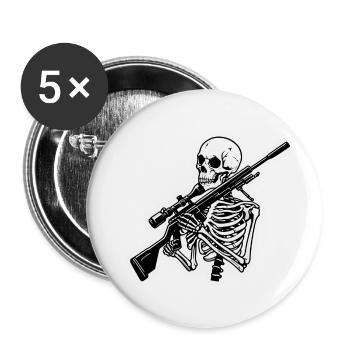 Skelett mit Scharfschützengewehr - Buttons klein 25 mm (5er Pack) - Weiß - Vorne
