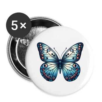 Blue Butterfly - Butterfly - Buttons small 1''/25 mm (5-pack) - white - Front