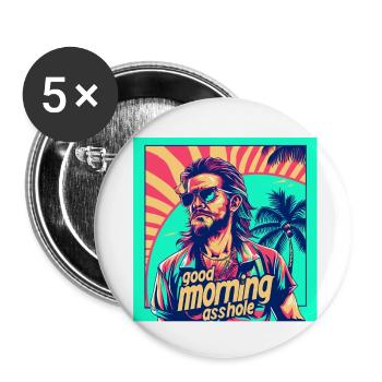 Le matinal sur la plage des palmiers - Lot de 5 petits badges (25 mm) - blanc - Devant