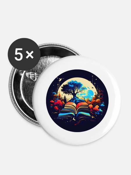 Verträumtes Leseerlebnis - Buttons klein 25 mm (5er Pack) - Weiß