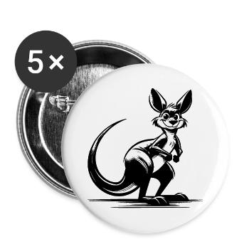 Australisches lächelndes Känguru - Buttons klein 25 mm (5er Pack) - Weiß - Vorne