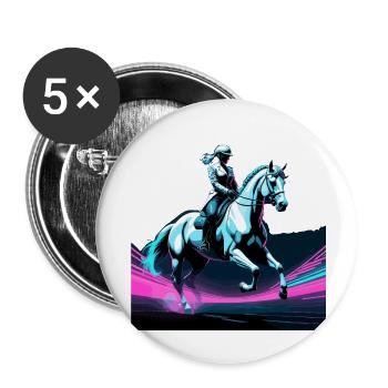 Dressurreiten Reiten Pferd dynamisch Geschenk - Buttons klein 25 mm (5er Pack) - Weiß - Vorne