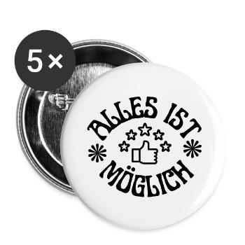 Alles ist möglich Motivationsspruch - Buttons klein 25 mm (5er Pack) - Weiß - Vorne