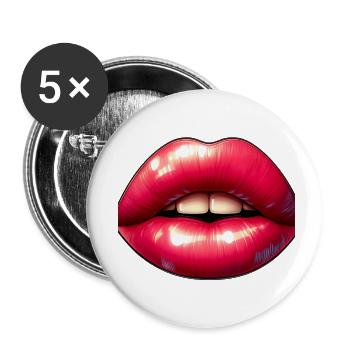 Lèvres Rouges Sexy - Lot de 5 petits badges (25 mm) - blanc - Devant