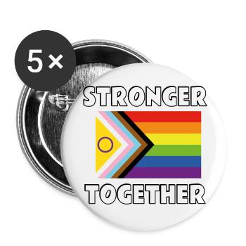 Drapeau de la fierté queer inclusif Plus forts ensemble - Lot de 5 petits badges (25 mm) - blanc - Devant