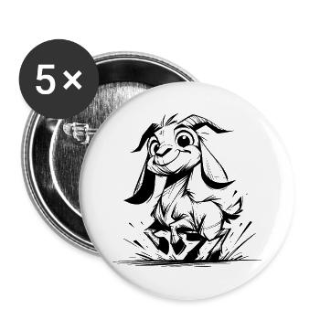 Kleine Kinder Ziege kleines hüpfendes Geißlein - Buttons klein 25 mm (5er Pack) - Weiß - Vorne