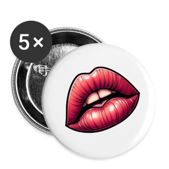 Lèvres Rouges - Sensualité Intense - Lot de 5 petits badges (25 mm) - blanc - Devant