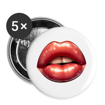 Üppige Lippen - Strahlende Schönheit - Buttons klein 25 mm (5er Pack) - Weiß - Vorne