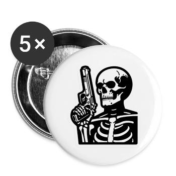 Skeleton with Weapon - Buttons small 1''/25 mm (5-pack) - white - Front