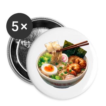 Gourmet Ramen - Japanese Noodle Bowl - Buttons small 1''/25 mm (5-pack) - white - Front