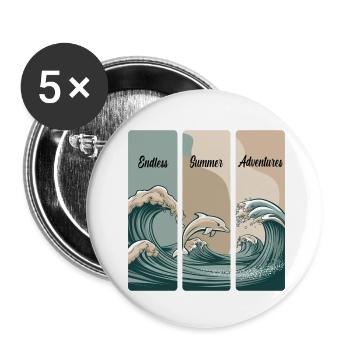 Endless Summer Adventures - Lot de 5 petits badges (25 mm) - blanc - Devant