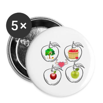 All the apples - Buttons small 1''/25 mm (5-pack) - white - Front