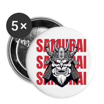 Samouraï - Lot de 5 petits badges (25 mm) - blanc - Devant