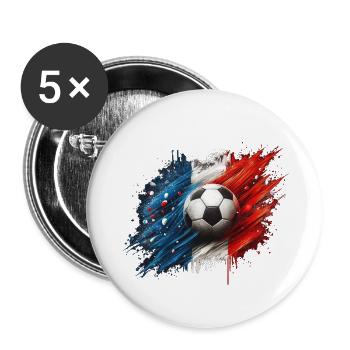 Viva French Football, Drapeau de la France - Lot de 5 petits badges (25 mm) - blanc - Devant